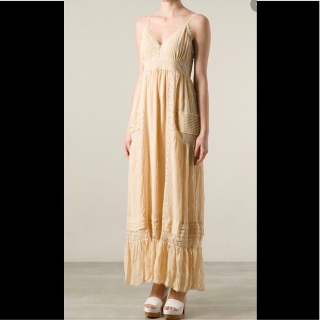 Twin-Set Simona Barbieri Beige Lace Maxi Dress